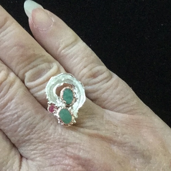 Genuine Art Moderne Emerald Ring - Picture 3 of 8